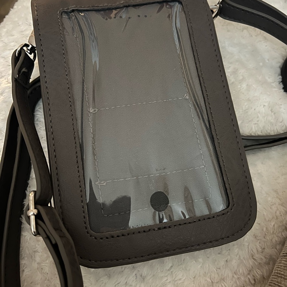 Phone Crossbody Bag Touchscreen Pocket Dark Gray Travel Purse New - Picture 2 of 6